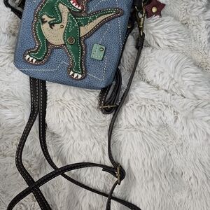 Chala Dinosaur T-rex Bag with Blue Polka Dot Interior